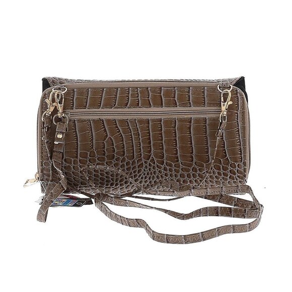 NWT Sasha New York Brown Croc-Embossed Wristlet Wallet Crossbody Bag - Picture 2 of 16